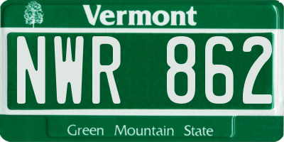 VT license plate NWR862