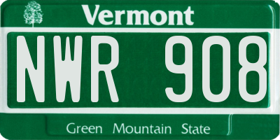 VT license plate NWR908