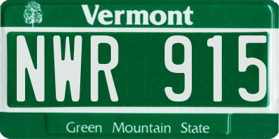 VT license plate NWR915
