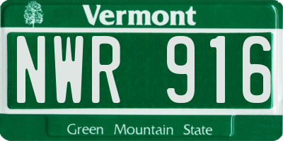 VT license plate NWR916