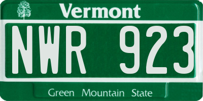 VT license plate NWR923