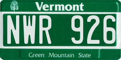 VT license plate NWR926