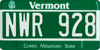 VT license plate NWR928