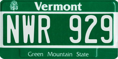 VT license plate NWR929