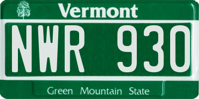 VT license plate NWR930