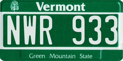 VT license plate NWR933