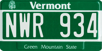 VT license plate NWR934