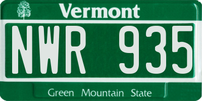 VT license plate NWR935