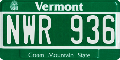 VT license plate NWR936