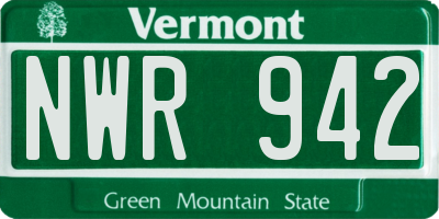 VT license plate NWR942