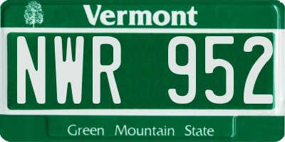 VT license plate NWR952