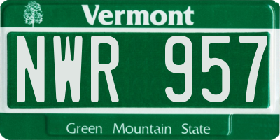 VT license plate NWR957