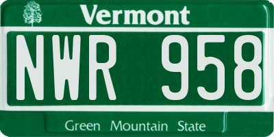 VT license plate NWR958