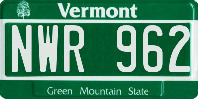 VT license plate NWR962