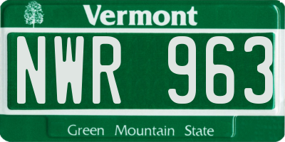 VT license plate NWR963