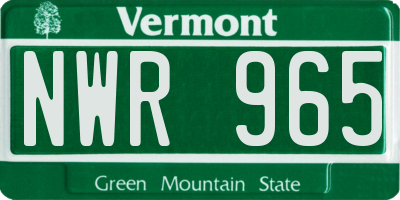 VT license plate NWR965