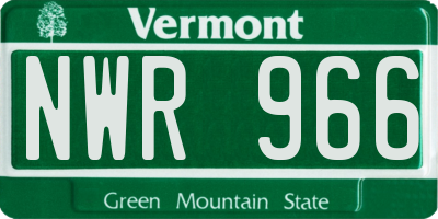 VT license plate NWR966