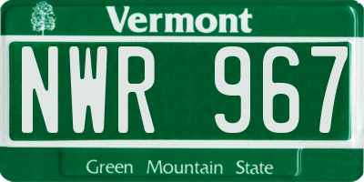 VT license plate NWR967