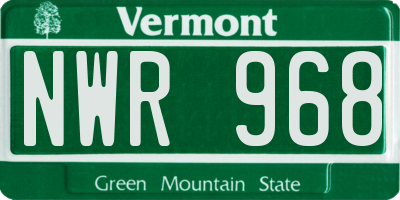 VT license plate NWR968