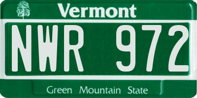 VT license plate NWR972