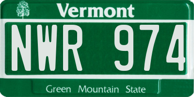 VT license plate NWR974