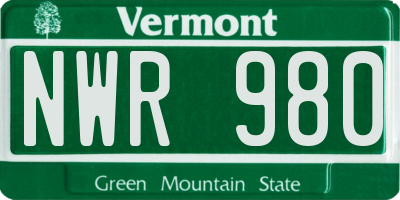 VT license plate NWR980