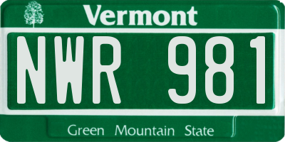 VT license plate NWR981