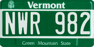VT license plate NWR982