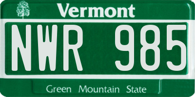 VT license plate NWR985