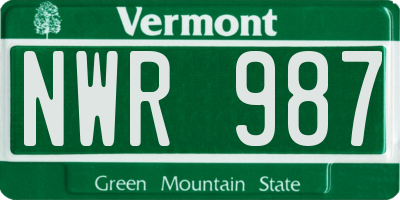 VT license plate NWR987