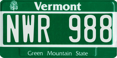 VT license plate NWR988