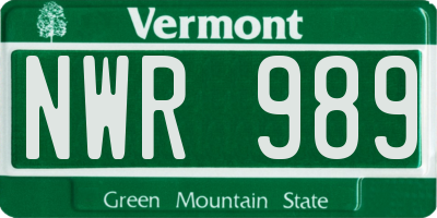 VT license plate NWR989