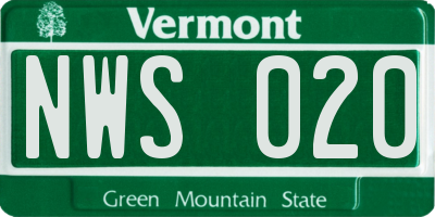 VT license plate NWS020