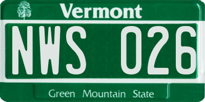 VT license plate NWS026