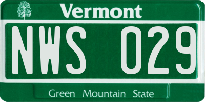 VT license plate NWS029