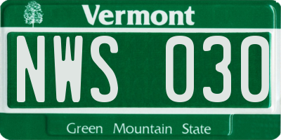 VT license plate NWS030