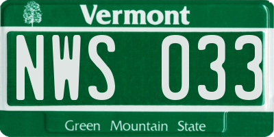 VT license plate NWS033