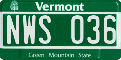 VT license plate NWS036