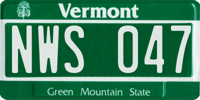 VT license plate NWS047