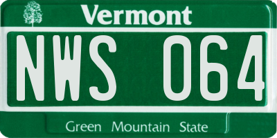 VT license plate NWS064