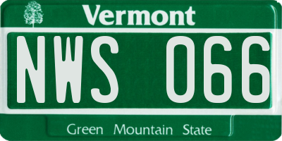 VT license plate NWS066