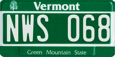 VT license plate NWS068