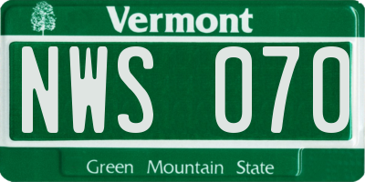 VT license plate NWS070