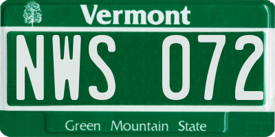 VT license plate NWS072