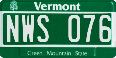VT license plate NWS076