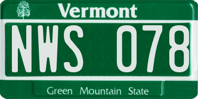 VT license plate NWS078