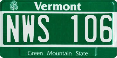VT license plate NWS106