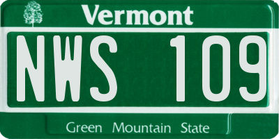 VT license plate NWS109