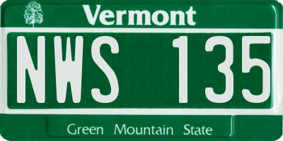 VT license plate NWS135