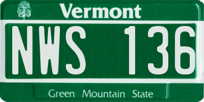 VT license plate NWS136
